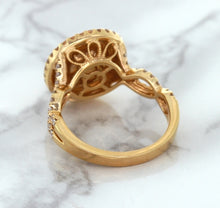 Load image into Gallery viewer, 2.07ct. Oval Padparadscha Ring with Sapphire and Diamond Halo in 18K Rose Gold