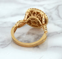 Load image into Gallery viewer, 2.07ct. Oval Padparadscha Ring with Sapphire and Diamond Halo in 18K Rose Gold