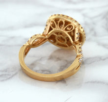 Load image into Gallery viewer, 2.07ct. Oval Padparadscha Ring with Sapphire and Diamond Halo in 18K Rose Gold