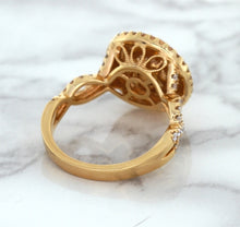 Load image into Gallery viewer, 2.07ct. Oval Padparadscha Ring with Sapphire and Diamond Halo in 18K Rose Gold