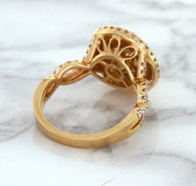 Load image into Gallery viewer, 2.07ct. Oval Padparadscha Ring with Sapphire and Diamond Halo in 18K Rose Gold