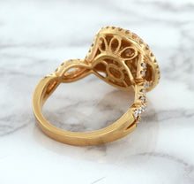 Load image into Gallery viewer, 2.07ct. Oval Padparadscha Ring with Sapphire and Diamond Halo in 18K Rose Gold