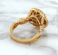 Load image into Gallery viewer, 2.07ct. Oval Padparadscha Ring with Sapphire and Diamond Halo in 18K Rose Gold