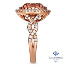 Load image into Gallery viewer, 2.35ct. Oval Padparadscha Ring with Diamond Halo in 18K Rose Gold