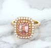 1.75ct. Cushion Padparadscha Ring with Sapphire and Diamond Halo in 18K Rose Gold