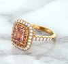 1.75ct. Cushion Padparadscha Ring with Sapphire and Diamond Halo in 18K Rose Gold