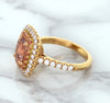 1.75ct. Cushion Padparadscha Ring with Sapphire and Diamond Halo in 18K Rose Gold