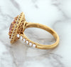 1.75ct. Cushion Padparadscha Ring with Sapphire and Diamond Halo in 18K Rose Gold