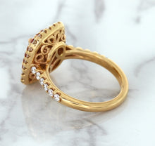 Load image into Gallery viewer, 1.75ct. Cushion Padparadscha Ring with Sapphire and Diamond Halo in 18K Rose Gold