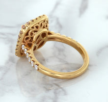 Load image into Gallery viewer, 1.75ct. Cushion Padparadscha Ring with Sapphire and Diamond Halo in 18K Rose Gold