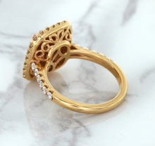 Load image into Gallery viewer, 1.75ct. Cushion Padparadscha Ring with Sapphire and Diamond Halo in 18K Rose Gold