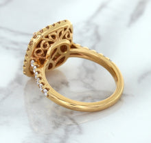 Load image into Gallery viewer, 1.75ct. Cushion Padparadscha Ring with Sapphire and Diamond Halo in 18K Rose Gold