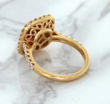 Load image into Gallery viewer, 1.75ct. Cushion Padparadscha Ring with Sapphire and Diamond Halo in 18K Rose Gold