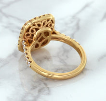 Load image into Gallery viewer, 1.75ct. Cushion Padparadscha Ring with Sapphire and Diamond Halo in 18K Rose Gold