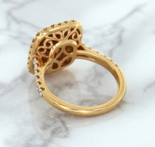 Load image into Gallery viewer, 1.75ct. Cushion Padparadscha Ring with Sapphire and Diamond Halo in 18K Rose Gold