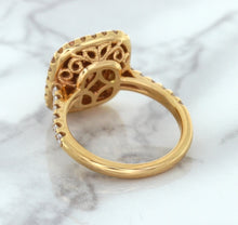 Load image into Gallery viewer, 1.75ct. Cushion Padparadscha Ring with Sapphire and Diamond Halo in 18K Rose Gold