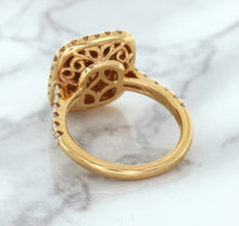 Load image into Gallery viewer, 1.75ct. Cushion Padparadscha Ring with Sapphire and Diamond Halo in 18K Rose Gold