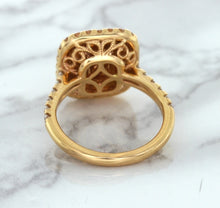Load image into Gallery viewer, 1.75ct. Cushion Padparadscha Ring with Sapphire and Diamond Halo in 18K Rose Gold