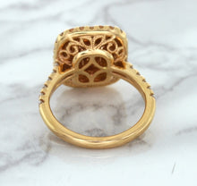 Load image into Gallery viewer, 1.75ct. Cushion Padparadscha Ring with Sapphire and Diamond Halo in 18K Rose Gold
