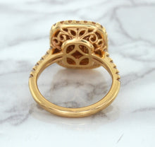 Load image into Gallery viewer, 1.75ct. Cushion Padparadscha Ring with Sapphire and Diamond Halo in 18K Rose Gold