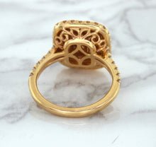 Load image into Gallery viewer, 1.75ct. Cushion Padparadscha Ring with Sapphire and Diamond Halo in 18K Rose Gold