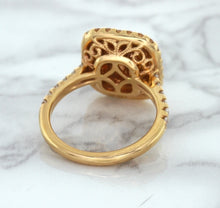 Load image into Gallery viewer, 1.75ct. Cushion Padparadscha Ring with Sapphire and Diamond Halo in 18K Rose Gold