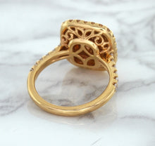 Load image into Gallery viewer, 1.75ct. Cushion Padparadscha Ring with Sapphire and Diamond Halo in 18K Rose Gold