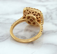 Load image into Gallery viewer, 1.75ct. Cushion Padparadscha Ring with Sapphire and Diamond Halo in 18K Rose Gold