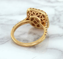 Load image into Gallery viewer, 1.75ct. Cushion Padparadscha Ring with Sapphire and Diamond Halo in 18K Rose Gold