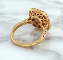Load image into Gallery viewer, 1.75ct. Cushion Padparadscha Ring with Sapphire and Diamond Halo in 18K Rose Gold