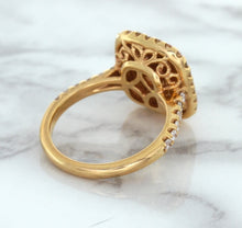 Load image into Gallery viewer, 1.75ct. Cushion Padparadscha Ring with Sapphire and Diamond Halo in 18K Rose Gold