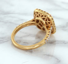 Load image into Gallery viewer, 1.75ct. Cushion Padparadscha Ring with Sapphire and Diamond Halo in 18K Rose Gold