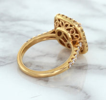 Load image into Gallery viewer, 1.75ct. Cushion Padparadscha Ring with Sapphire and Diamond Halo in 18K Rose Gold