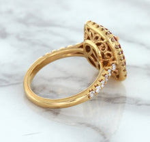 Load image into Gallery viewer, 1.75ct. Cushion Padparadscha Ring with Sapphire and Diamond Halo in 18K Rose Gold