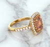 1.75ct. Cushion Padparadscha Ring with Sapphire and Diamond Halo in 18K Rose Gold