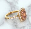 1.75ct. Cushion Padparadscha Ring with Sapphire and Diamond Halo in 18K Rose Gold