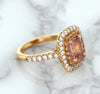 1.75ct. Cushion Padparadscha Ring with Sapphire and Diamond Halo in 18K Rose Gold