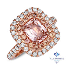Load image into Gallery viewer, 2.11ct. Cushion Padparadscha Ring with Diamond Halo in 18K Rose Gold
