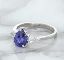 Load image into Gallery viewer, 1.80ct. Pear Blue Sapphire Ring with Diamond Accents in 18K White Gold