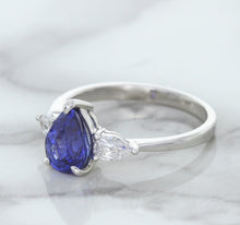 Load image into Gallery viewer, 1.80ct. Pear Blue Sapphire Ring with Diamond Accents in 18K White Gold