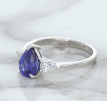 Load image into Gallery viewer, 1.80ct. Pear Blue Sapphire Ring with Diamond Accents in 18K White Gold