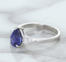 Load image into Gallery viewer, 1.80ct. Pear Blue Sapphire Ring with Diamond Accents in 18K White Gold