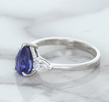 Load image into Gallery viewer, 1.80ct. Pear Blue Sapphire Ring with Diamond Accents in 18K White Gold