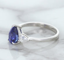 Load image into Gallery viewer, 1.80ct. Pear Blue Sapphire Ring with Diamond Accents in 18K White Gold