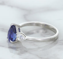 Load image into Gallery viewer, 1.80ct. Pear Blue Sapphire Ring with Diamond Accents in 18K White Gold