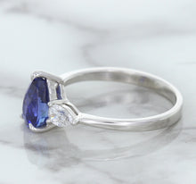 Load image into Gallery viewer, 1.80ct. Pear Blue Sapphire Ring with Diamond Accents in 18K White Gold
