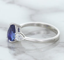 Load image into Gallery viewer, 1.80ct. Pear Blue Sapphire Ring with Diamond Accents in 18K White Gold