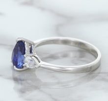 Load image into Gallery viewer, 1.80ct. Pear Blue Sapphire Ring with Diamond Accents in 18K White Gold