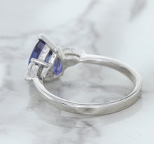 Load image into Gallery viewer, 1.80ct. Pear Blue Sapphire Ring with Diamond Accents in 18K White Gold