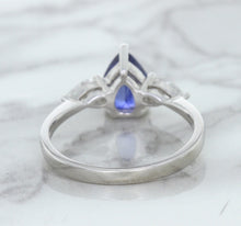 Load image into Gallery viewer, 1.80ct. Pear Blue Sapphire Ring with Diamond Accents in 18K White Gold